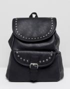 Yoki Backpack With Stud Detail And Front Pockets - Black