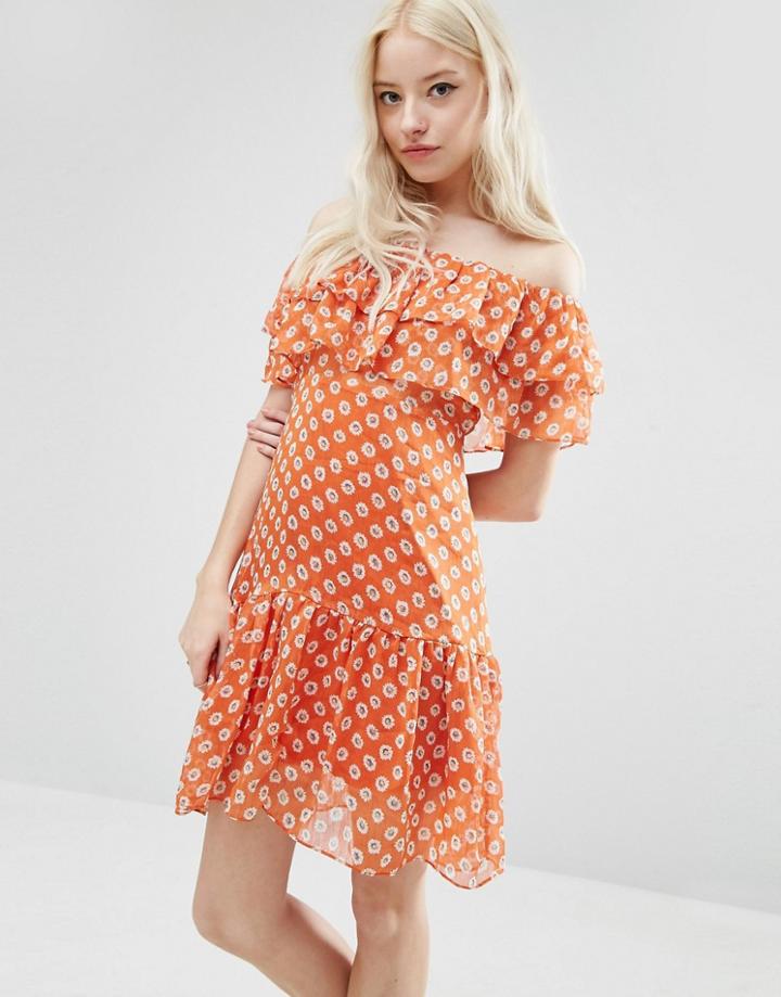 Sister Jane Maia Dress With Ruffles - Orange