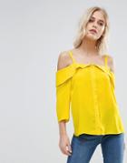 New Look Exposed Shoulder Layered Top - Yellow