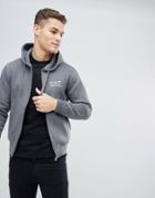 Ea7 Fleece Chest Logo Zip Through Hooded Sweat In Charcoal - Gray