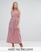 Asos Tall Deckchair Stripe Cotton Jumpsuit - Multi