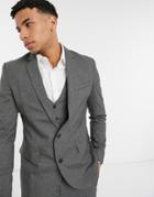 New Look Skinny Suit Jacket In Dark Gray-grey