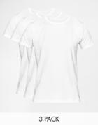 Tommy Hilfiger Stretch Crew Neck T-shirts In 3 Pack In Regular Fit - White