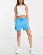 Topshop Jersey Sweatpants Short In Cobalt Blue