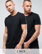 Emporio Armani Cotton Crew Neck T-shirts 2 Pack In Regular Fit - Black