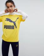 Puma Classics Logo Tee In Mustard - Yellow