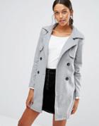 Love & Other Things Belted Trench Coat - Gray