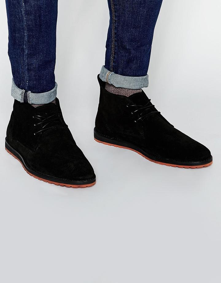 Asos Desert Boots In Black Suede - Black