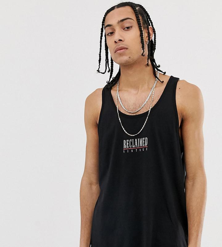 Reclaimed Vintage Tank With Logo In Black - Black