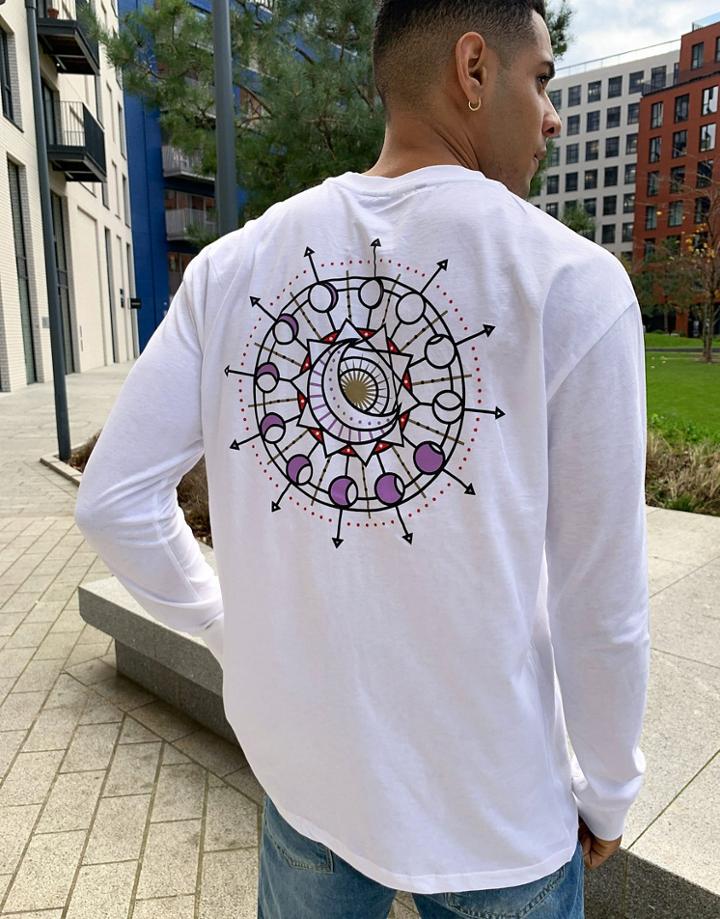 Only & Sons Oversized Long Sleeve T-shirt With Mystic Back Print In White