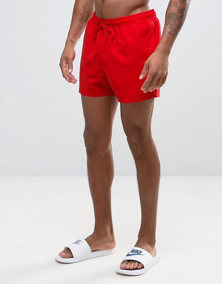 Asos Swim Shorts In Red Short Length - Red
