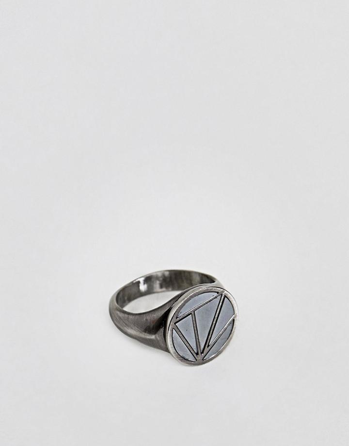 Simon Carter Pinky Ring In Antique Silver With Hematite - Silver