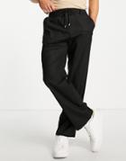 Pull & Bear Wide Leg Pants With Elastic Waist In Black