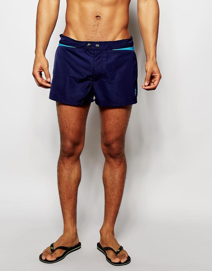 Diesel Chevron Swim Shorts In Shorter Length - Blue