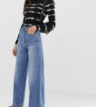 Stradivarius Str Wide Leg Jean In Blue - Blue