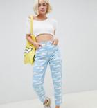 The Simpsons X Asos Design Mom Jeans In Cloud Print - Blue