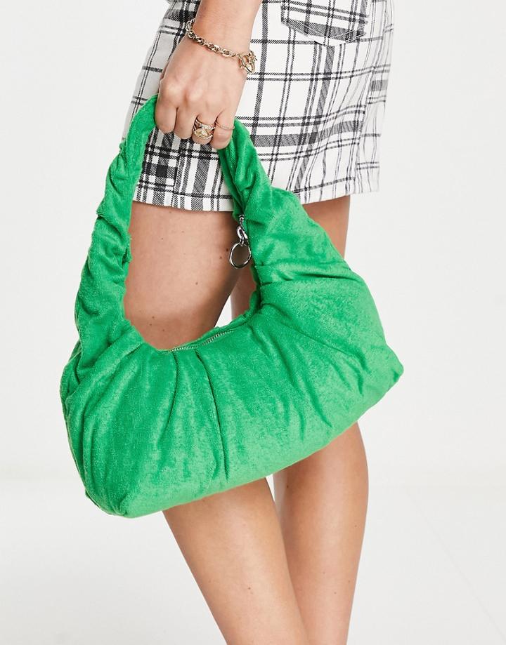 Topshop Sabrina Terrycloth Shoulder Bag In Green