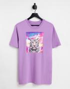 Nike White Tiger Photo Print T-shirt In Lilac-purple