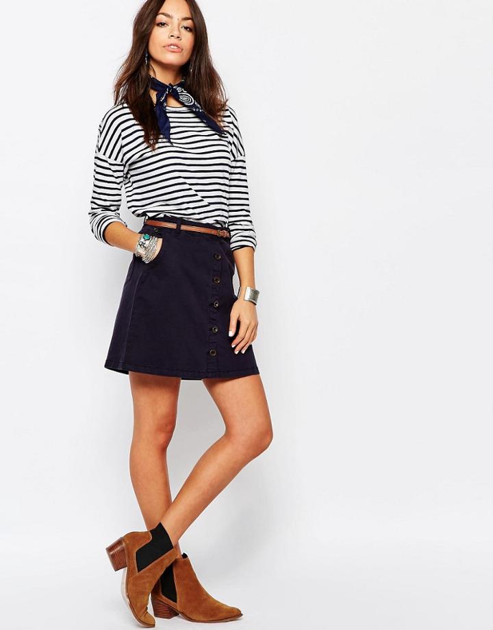 Esprit Button Up Mini Skirt - Navy