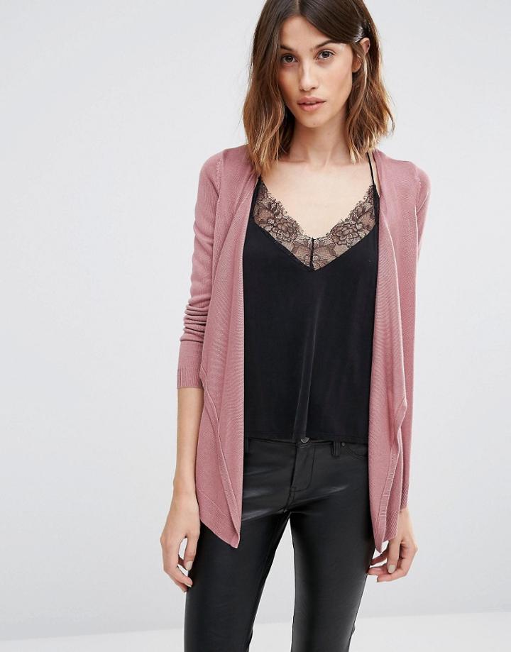 Vero Moda Long Sleeve Drapey Cardigan - Pink