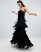 Forever Unique Cami Fringed Midaxi Dress - Black