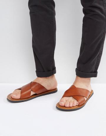 Zign Leather Mule Sandals - Brown