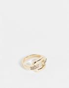 Topshop Oversized Pave Chain Link Ring In Gold