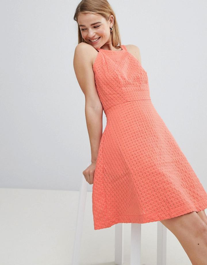 Louche Textured Skater Dress - Pink