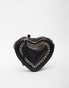 Asos Love Heart Cross Body Bag With Chain Detail - Black