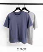Weekday Relaxed T-shirt 2-pack In Gray Melange & Blue-multi