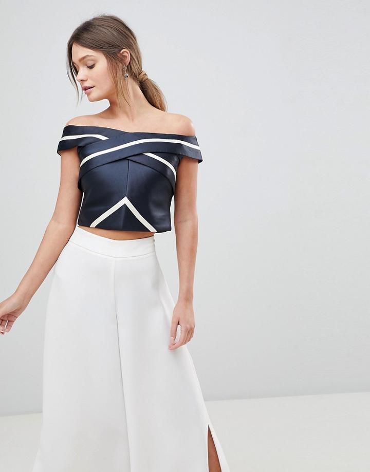 Coast Evie Stripe Bardot Top - Black