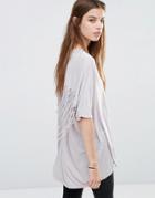 Religion Oversized T-shirt With Tassel Detail - H Gray