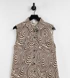 Annorlunda Column Dress In Swirl Print With Thigh Split-multi