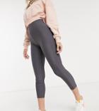 Asos Design Petite Deep Waistband Legging In Matte Disco In Blue Gray