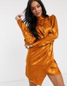 Pretty Darling Jacquard Satin Mini Dress-orange