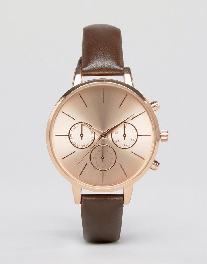 New Look Open Dial Watch - Brown