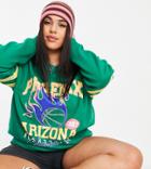 Asos Design Curve Oversized Sweatshirt With Varsity Arizona Print In Green