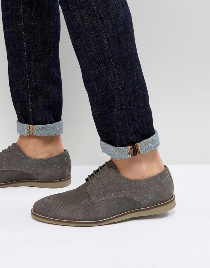 Frank Wright Lace Up Shoes In Gray Suede - Gray