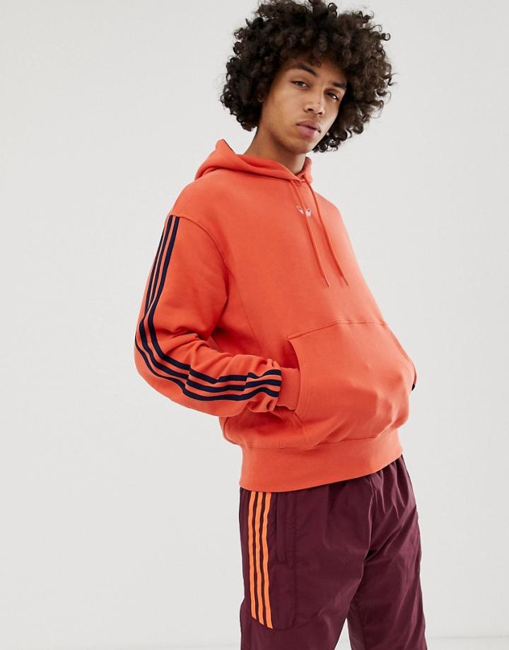 Adidas Originals Floating Stripe Hoodie In Orange - Orange