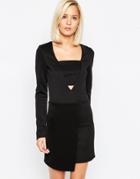 Lavish Alice Deep Plunge Bandeau Mini Dress With Asymmetric Wrap - Black