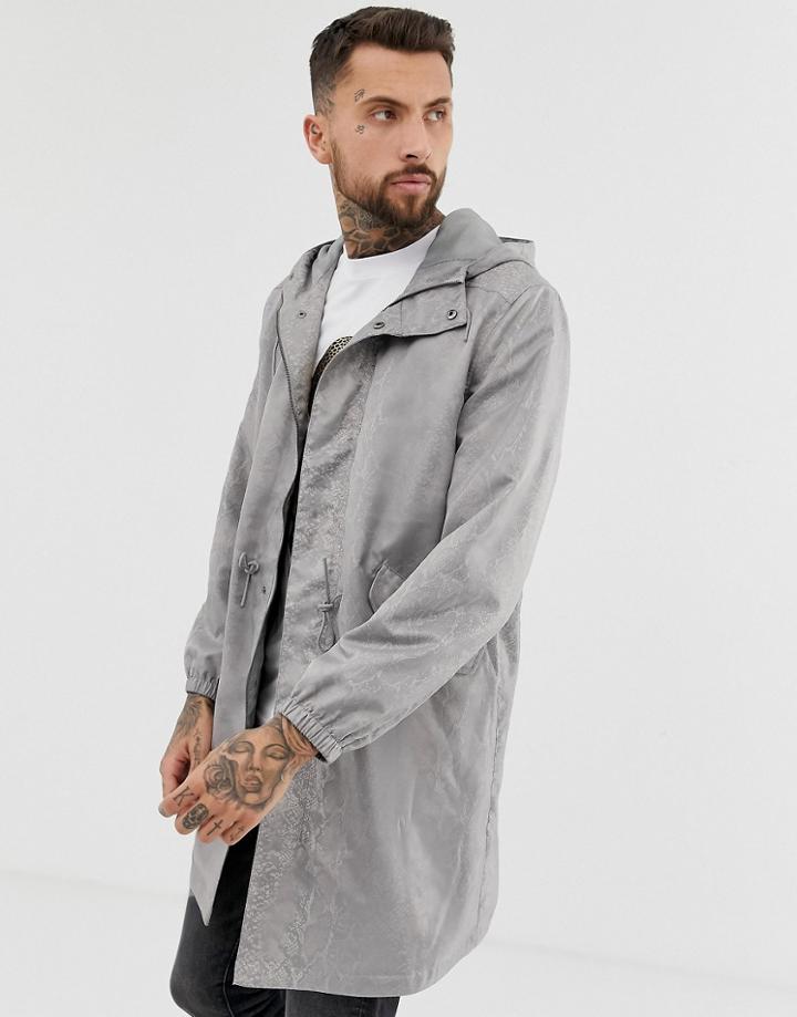 Asos Design Snakeskin Parka Jacket-gray