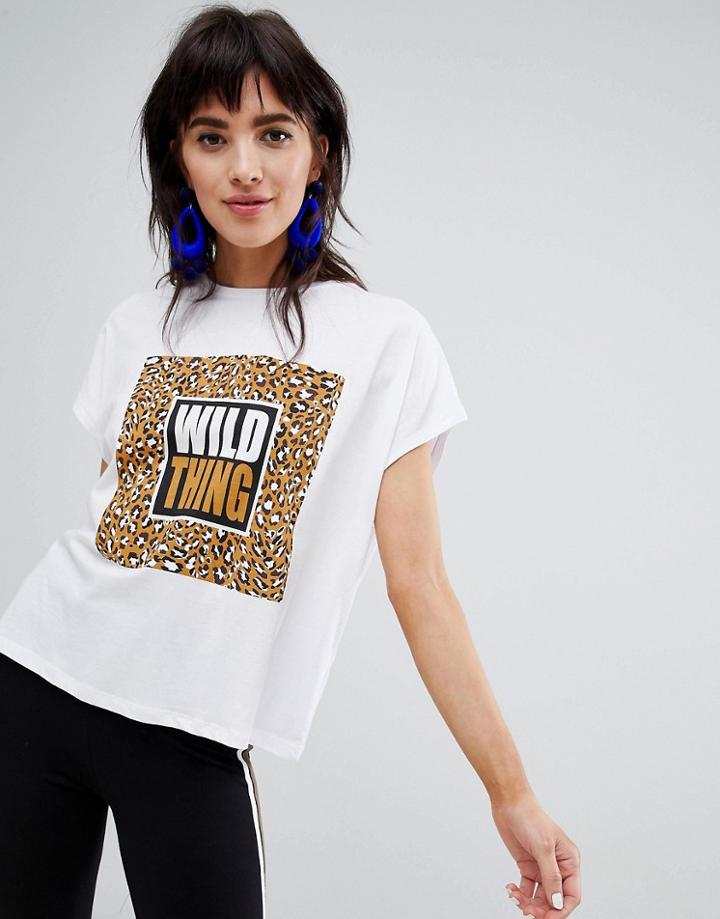 Stradivarius Wild Thing Leopard Tee - White