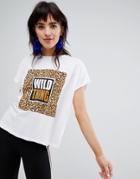 Stradivarius Wild Thing Leopard Tee - White