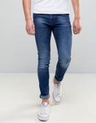 Pull & Bear Super Skinny Jeans In Dark Indigo Wash - Blue