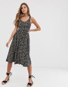 New Look Button Down Floral Dress In Black Pattern - Black