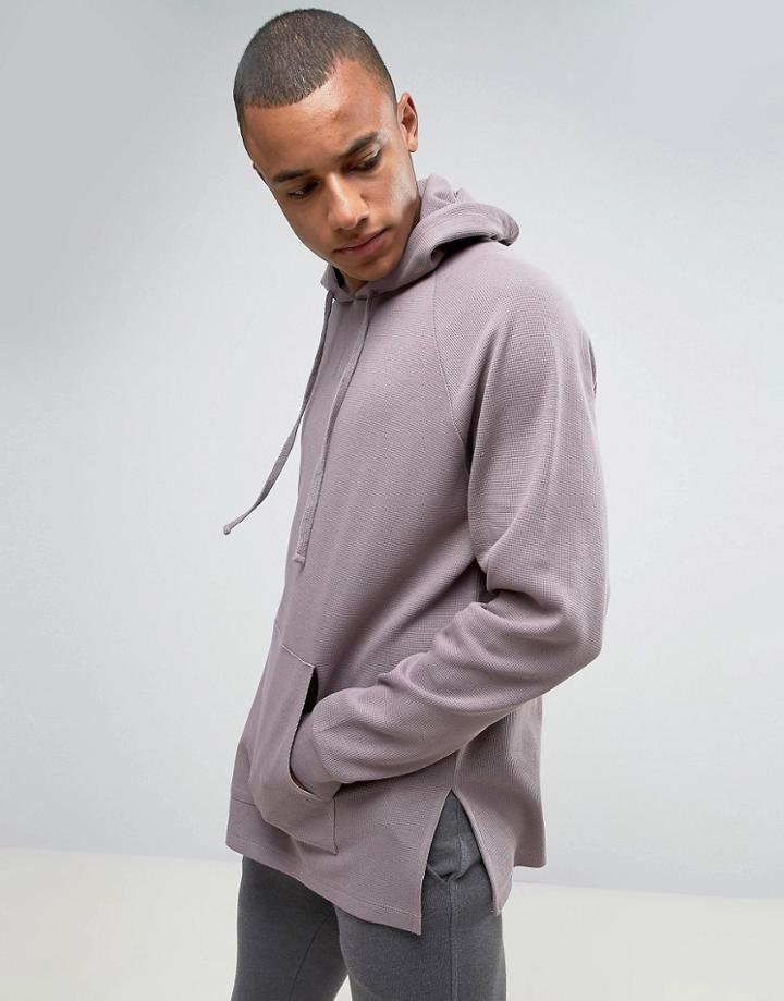 Asos Oversized Waffle Hoodie - Purple