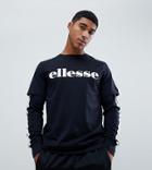 Ellesse Layered Long Sleeve T-shirt With Side Stripe In Black - Black