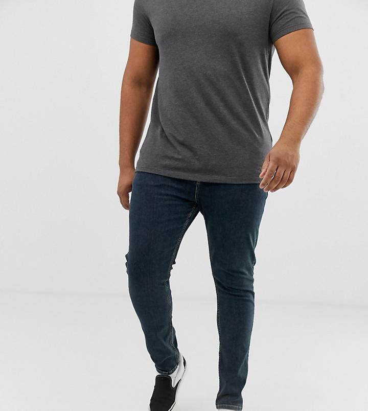 Asos Design Plus Super Skinny Jeans In Vintage Greencast - Blue