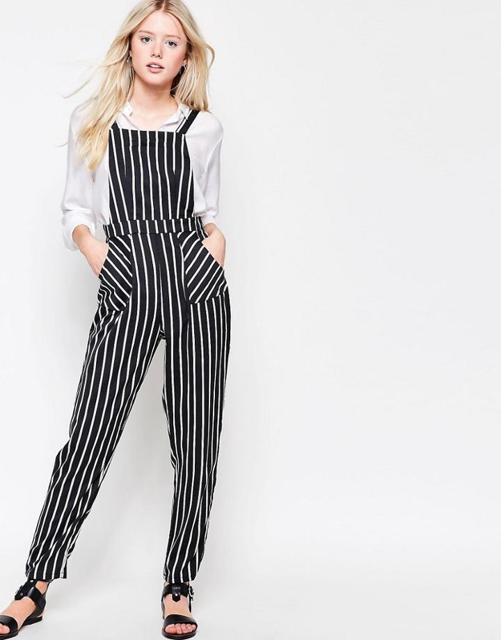 Daisy Street Jumpsuit In Stripe - Black