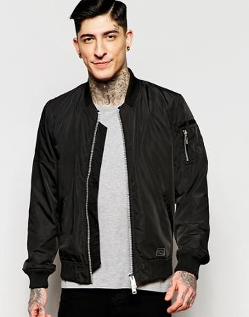 Brixtol Bomber Jacket With Pocket - Black